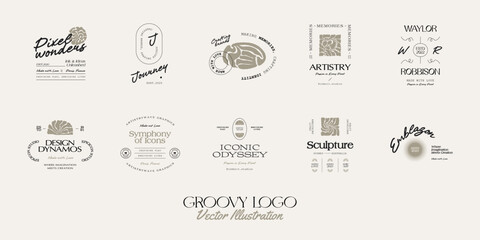 Vintage Boho Flower logo template illustration for branding