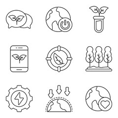 Pack of Botany and Nature Linear Icons


