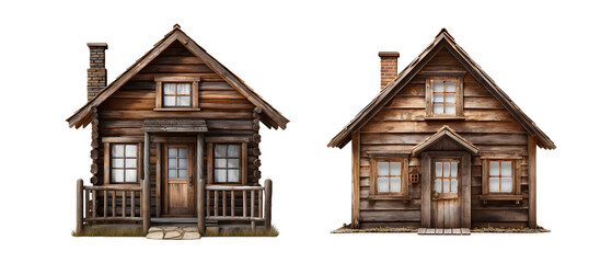 Wood cabin isolated on transparent background