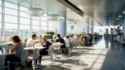 blur background of people in airport terminal