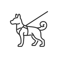 Dog on a leash, linear icon. Line with editable stroke