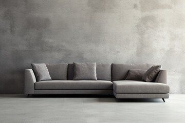 Contemporary Simplicity: Minimalistic Design in a Modern Living Space light grey wall and grey settee