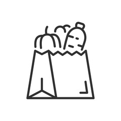 Grocery shopping bag, linear icon. Line with editable stroke