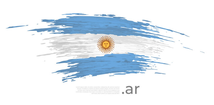 Argentina flag. Brush strokes, grunge. Stripes colors of the argentinian flag on white background. Vector design national poster, template. Place text. State patriotic banner of argentina. Copy space