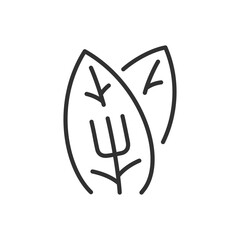Leaf and Fork, linear icon. Line with editable stroke