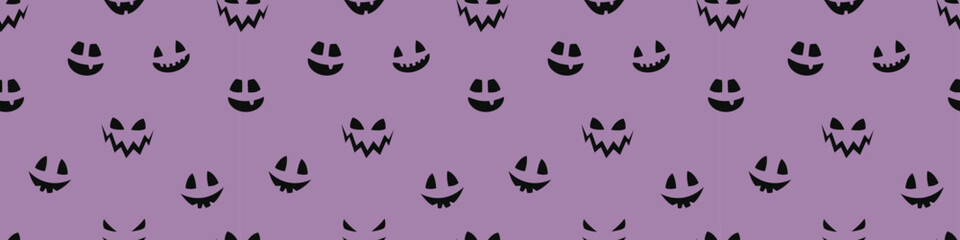 Halloween banner with funny pumpkin face. Wallpaper. Vector