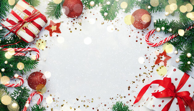 christmas background, christmas concept design to holidays, new year background with copy space for text; layout; top view; flat lay.