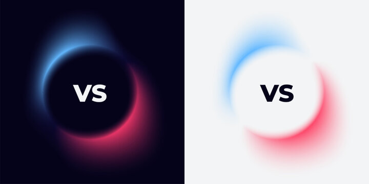 Versus circle banner with gradient isolated. Vector set. Fluid vivid gradients for banners, brochures, covers. Abstract liquid shapes. Colorful bright neon template. Dynamic soft color.