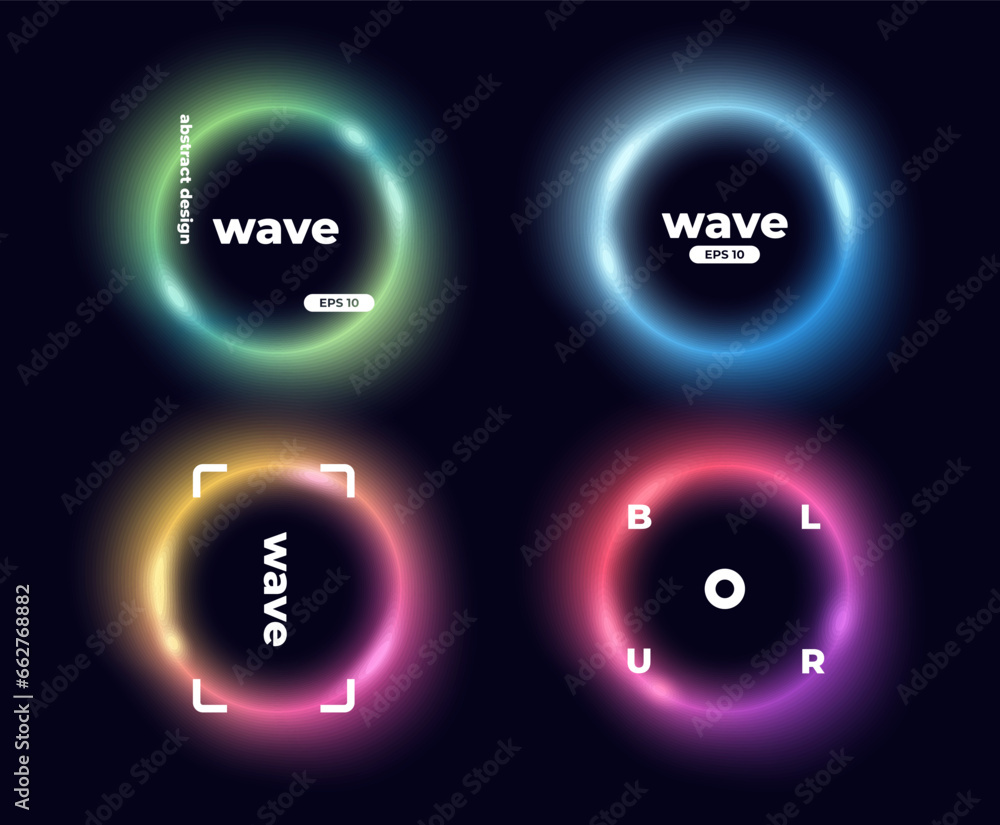Wall mural circle banner with gradient isolated on black background. vector set. fluid vivid gradients for bann