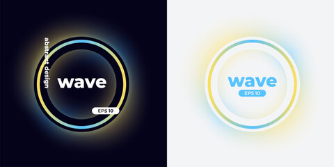 Circle banner with gradient isolated on black background. Vector set. Fluid vivid gradients for banners, brochures, covers. Abstract liquid shapes. Colorful bright neon template. Dynamic soft color.