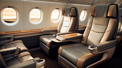 modern and comfortable seats of business aircraft