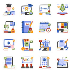 Pack of Education and Study Flat Icons

