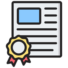 Professional Certification Outline Color Icon