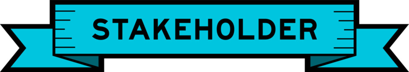Ribbon label banner with word stakeholder in blue color on white background