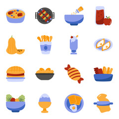 Set of Food and Fruit Flat Icons


