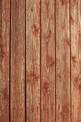 Fototapeta premium Closeup of vertical red painted wooden plank wall background texture.