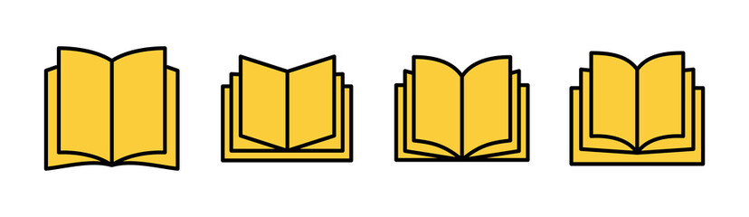Book icon set for web and mobile app. open book sign and symbol. ebook icon