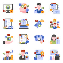 Pack of Human Resource Management Flat Icons

