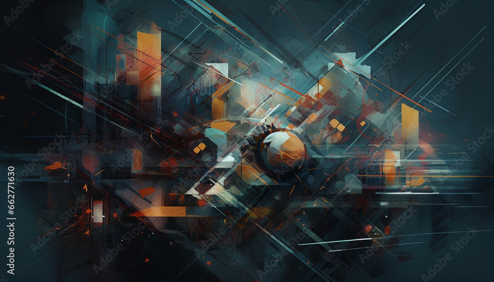 Poster futuristic computer graphic illustration of a glowing abstract backdrop generated by ai