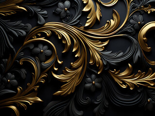 golden black floral background