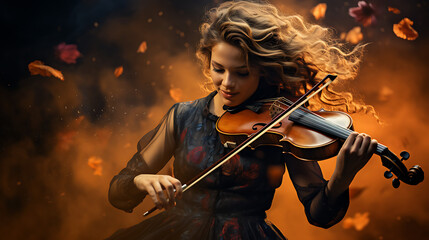 Fototapeta premium Violinist Playing Passionately with Closed Eyes
