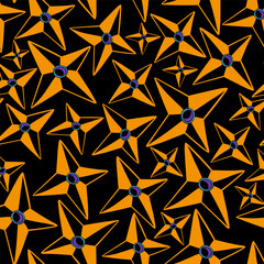 shurikens in vector.pattern with a subcultural object.ninja weapons. pattern for fabric, background, print. Series of teenage patterns and icons
