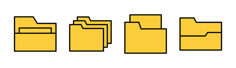 Folder icon set for web and mobile app. folder sign and symbol