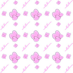 pretty seamless pattern decorated with pink heart and pink line