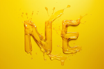 A splash of yellow, writing a word NE