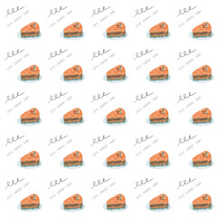 pretty seamless pattern decorated with carrot cake and cute line curve