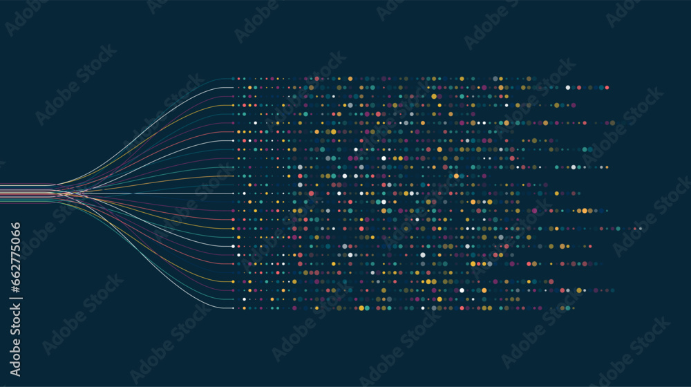 Poster big data visualization. social network, financial analysis of complex databases. data mining. vector