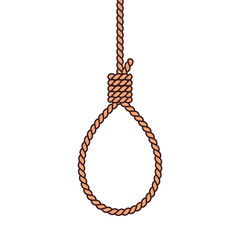 Suicide hang rope icon on white background