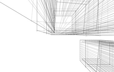 Abstract architecture vector 3d illustration