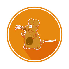 Mouse with large moustache in orange panel on white background - vector