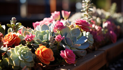 Fototapeta premium Nature beauty in a bouquet, vibrant colors create a pattern generated by AI