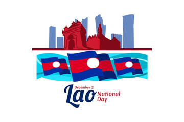 Obraz premium December 2, National Day of Laos vector illustration. Suitable for greeting card, poster and banner. 