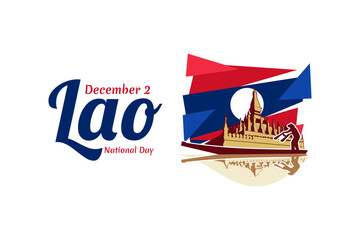 December 2, National Day of Laos vector illustration. Suitable for greeting card, poster and banner. 