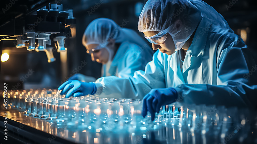 Poster researcher working in a laboratory. medical tests background. design ai