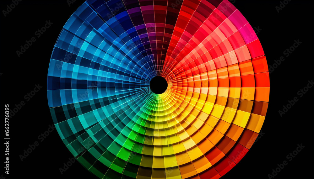 Aufkleber glowing multi colored spiral backdrop with abstract geometric shapes generated by ai