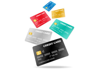 Credit Card, Debit Card or ATM Card. Vector Illustration Isolated on White Background. 