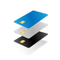Credit Card, Debit Card or ATM Card. Vector Illustration Isolated on White Background. 