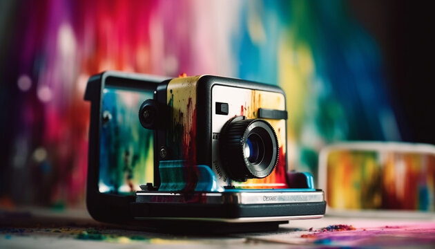 Old fashioned photographer captures antique single object with SLR camera generated by AI