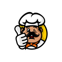 vector logo of chef giving a thumbs up, cute chef logo