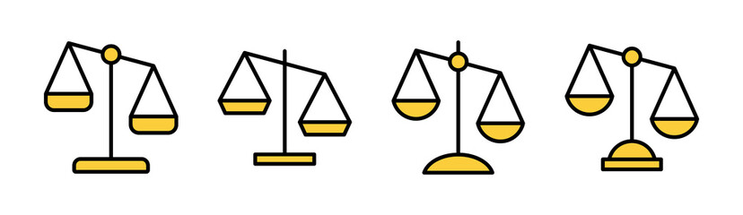 Scales icon set for web and mobile app. Law scale icon. Justice sign and symbol