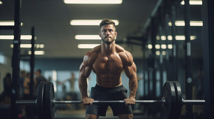 man lifting weights in gym - obrazy, fototapety, plakaty