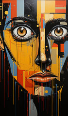 Contemporary Style Artistic Colorful Art of Portrait Poster Design Abstract Background