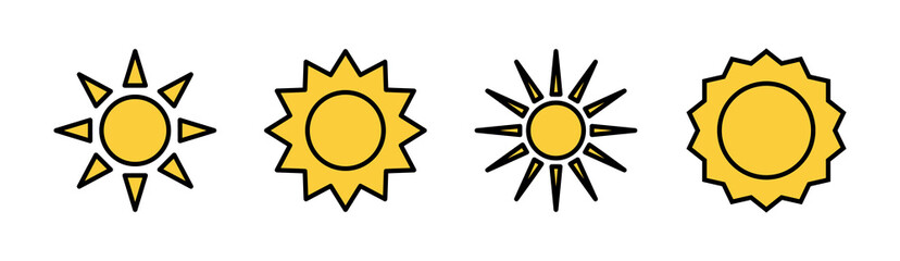 Sun icon set for web and mobile app. Brightness sign and symbol.