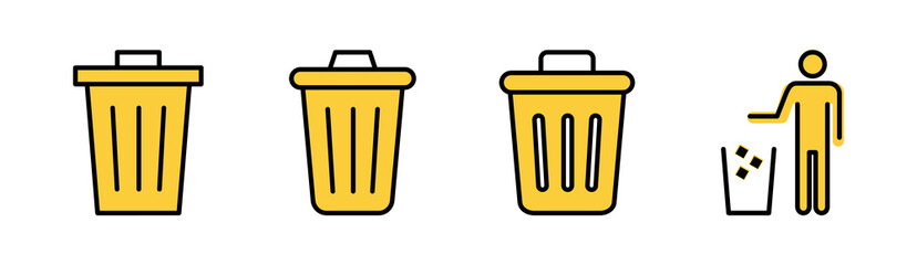 Trash icon set for web and mobile app. trash can icon. delete sign and symbol.