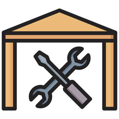 Maintaining Warehouses Outline Color Icon