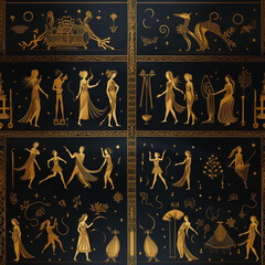 Olympus Gods & Goddesses  Tapestry Seamless pattern. 
